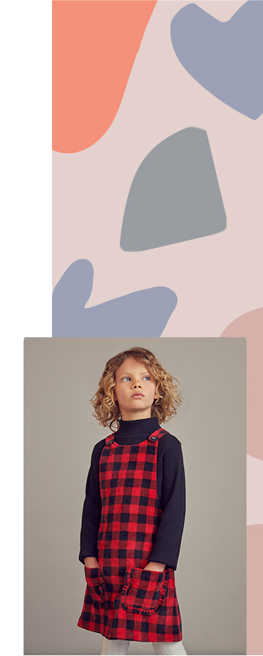 Add a classic touch to their collection with this tartan print pinafore dress 