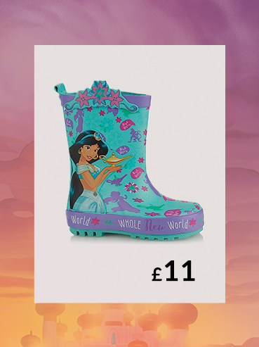 We love Princess Jasmine, and we love how pretty and practical these jersey lined Disney wellies are