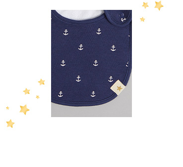 Make mealtimes fuss-free with this pack of two nautical bibs 