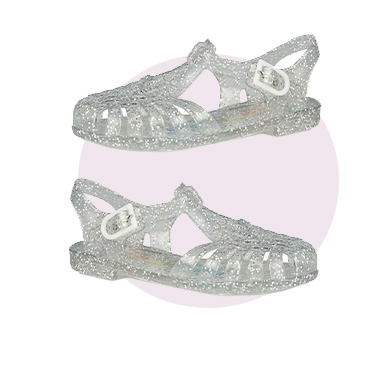 Make their feet feel like magic with these sparkly silver-toned jelly sandals
