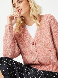 This boxy pink cardigan is as cosy as it is stylish