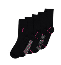 Product shot of five black socks 