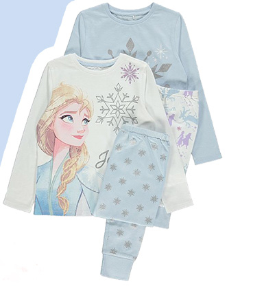 Product image of two blue Disney Frozen pyjamas