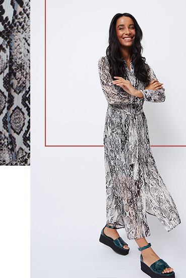 Throw on this snakeskin print maxi dress for easy style points