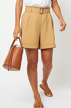 These camel coloured shorts sit above the waist for a flattering look