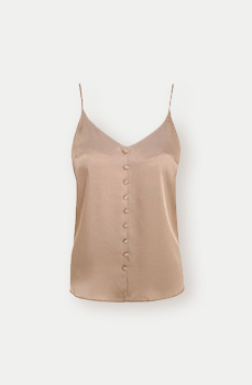 Add some texture to your look with this nude satin button-down vest