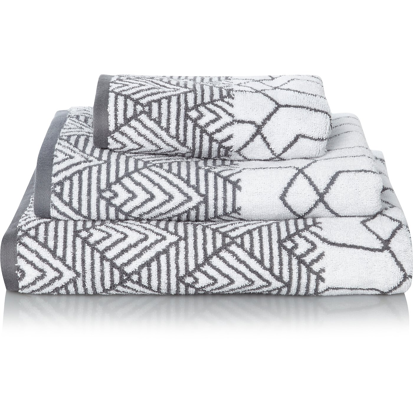 Grey Geometric Cotton Towel Range Towels & Bath Mats