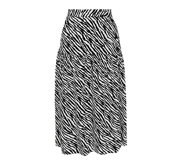 Made with an asymmetrical button detail, it's designed with zebra print