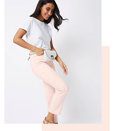 Stand out from the crowd in these light pink straight jeans
