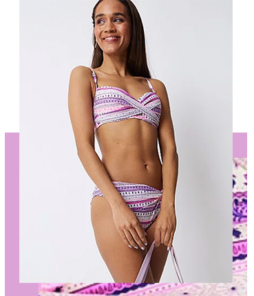 Designed in a lovely plum colour, this bandeau bikini will be a great addition to your swimwear