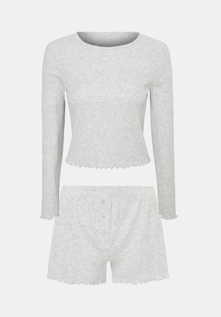 Matching grey sports top and shorts set