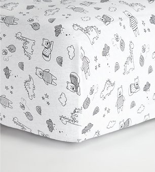 Black and White Cotton Fitted Sheets Cot Bed 2 Pack