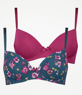 Floral T-Shirt Bras 2 Pack