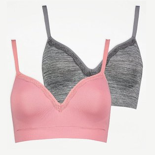 Pink and Grey Non-wired Comfort Bras 2 Pack