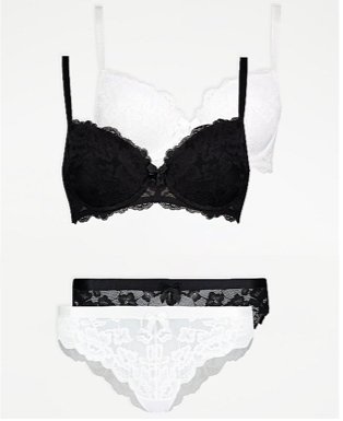 Lace T-Shirt Bras and Brazilian Knickers 2 Pack Set