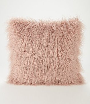 Pink Mongolian Faux Fur Cushion