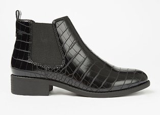 Black Mock Croc Chelsea Boots