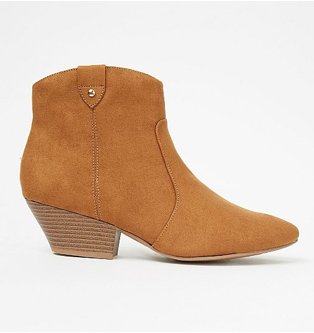 Tan suede effect western ankle boots.g