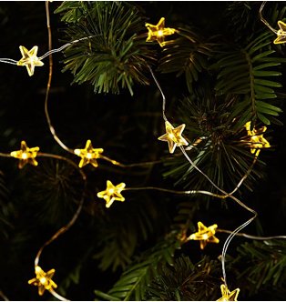50 Warm White LED Star Copper Wire String Lights.