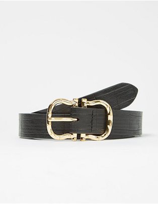 Black gold buckle detail belt.