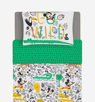 Green Disney Mickey Mouse Zoo Reversible Single Duvet Set.