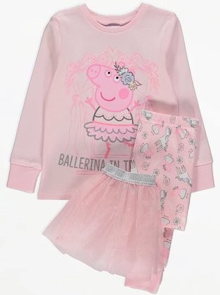 Girls Peppa Pig Pink Tutu Pyjamas.