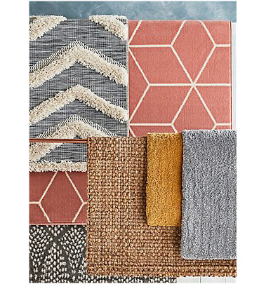 A selection of textured and printed rugs 