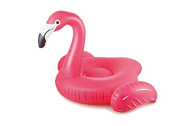 Splash about in the pool with a pink flamingo inflatable 