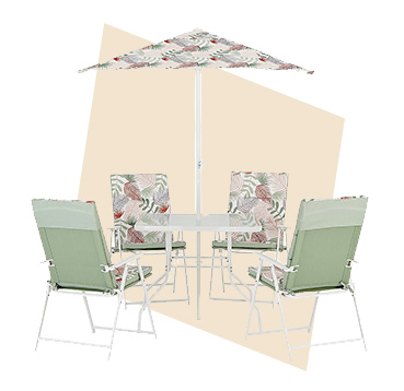 This Miami 6 piece garden patio set with a sunbaked design will look the part in any contemporary garden