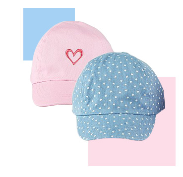 Get them set for sunny days with our stylish range of caps 