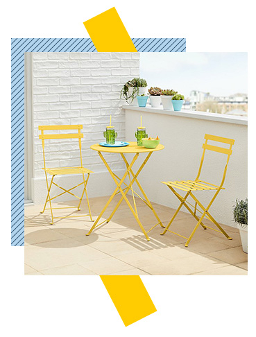 Add a splash of colour to your garden space with this folding garden bistro set