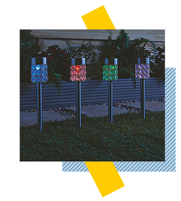 Designed to dazzle at dusk, these four jewel-effect solar-powered lights will add a beautiful finish to your patio space