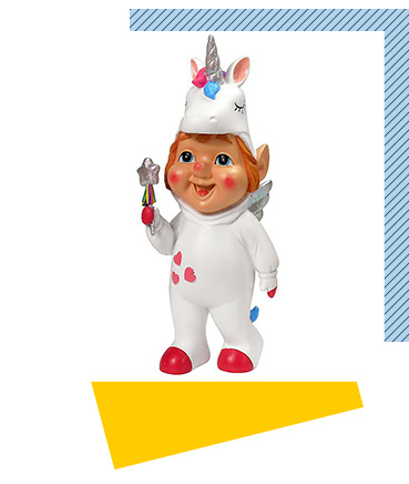 Add a touch of character to your garden with this adorable gnome dressed in a unicorn costume