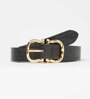 Black and gold buckle detail belt.