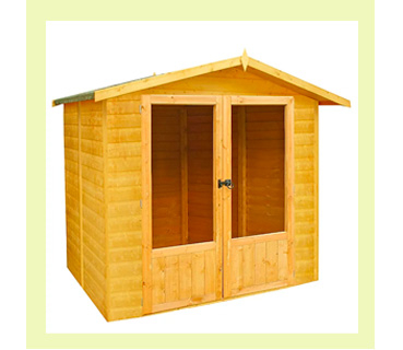 With glazed doors and a large canopy, this summerhouse is an attractive addition to any garden or patio