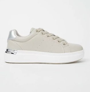 Grey plated back trainers.