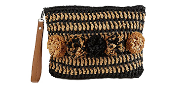 This woven clutch bag with pom pom details is the perfect pick for beachy summer weddings