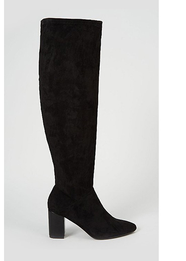 Product image of black suede effect over the knee boot