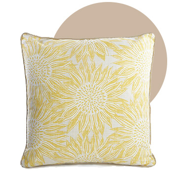 This cushion has a yellow sunflower print, perfect for adding fresh style to your garden