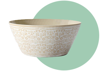 This yellow bowl is designed with our signature Sunbaked trend pattern