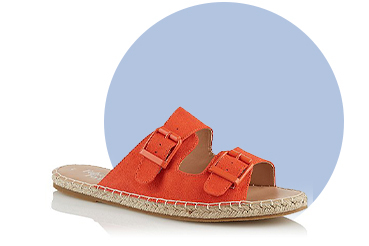 Be prepared for sunny seasons with these orange 2 strap sandals with faux suede upper