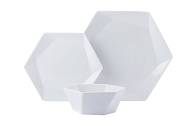 Boasting a modern, artistic design, our hexagonal dinnerware set will add a sleek update to your kitchen