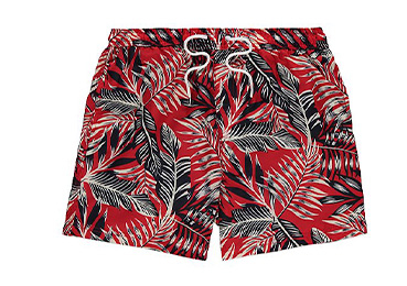 These palm print swim shorts are a stylish choice for the pool 