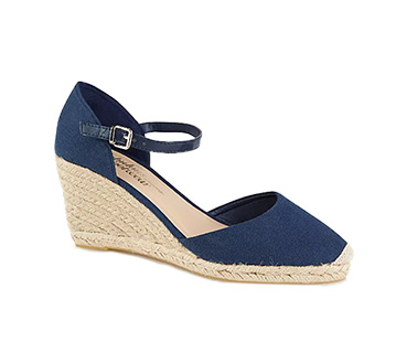 Pair your midi dress with these blue wedges