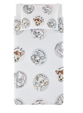 TDisney lovers will love this adorable duvet set, with classic characters such as Dumbo, Nala, Bambi and more