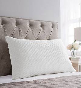 This summer cool-touch comfort pillow features a TrueTouch cooling cover