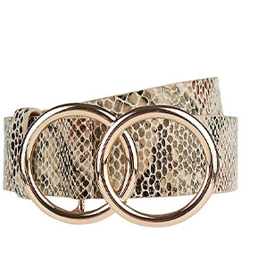 Designed with a snakeskin print and two gold-effect ring details, this belt will add a chic finish to any outfit