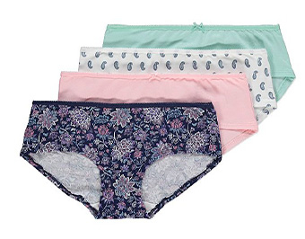 A pack of four knickers in an assortment of colours and designs