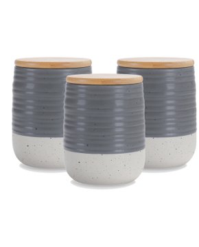 Grey ribbed canister 3 pack.