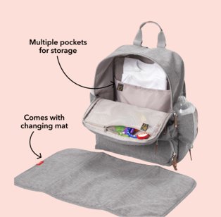 Nuby grey outlet backpack changing bag